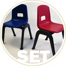 D130 Set of 2 Stackable School Chairs, 12in. High Blue & Red