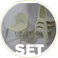 D130 Set of 4 Stackable School Chairs, 12" High Seats, White Seat White Frame Heavy Duty to Complement Wedding Events