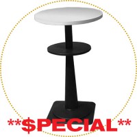 SET OF 10 MARZIO BAR TABLES, DIA. 60 cm (23.6 in.) white top - black leg - 40 in. high SET OF 10 MARZIO BAR TABLES, DIA. 60 cm (23.6 in.) white top - black leg - 40 in. high