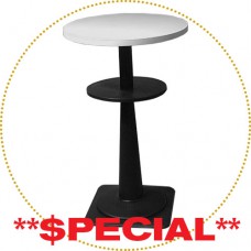 SET OF 10 MARZIO BAR TABLES, DIA. 60 cm (23.6 in.) white top - black leg - 40 in. high