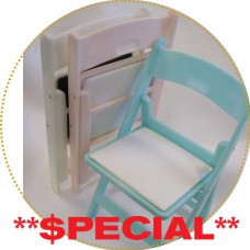 SET of 40 FROSTY WHITE CHIP resin folding and stacking chairs by Drake