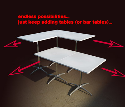 DSN resin top 30x32 [in] in a rental - catering application